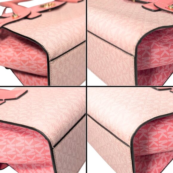 Michael Kors Carmen Sherbet Signature PVC Leather 2 Way Satchel Crossbody Purse - Picture 5 of 9